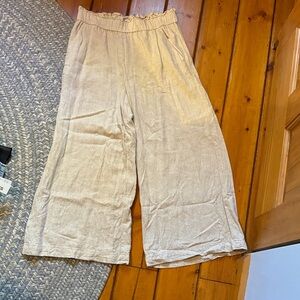 LOFT Light Beige Wide-Leg Pants